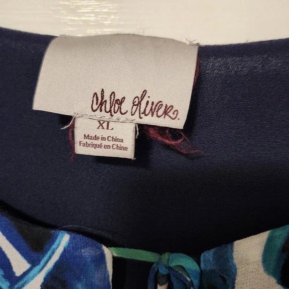 -Chloe oliver blue floral dress balloon sleeves brunch mature sz xl - Picture 3 of 7